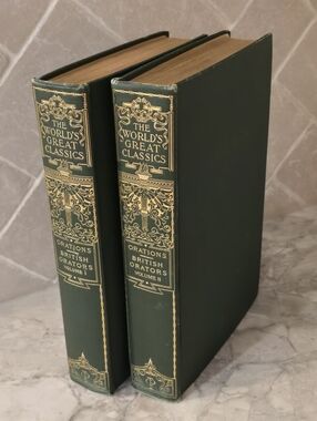 Antique "The World's Great Classics" Set Of 2 Books Otations-British Orators